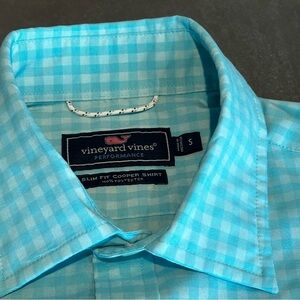 Vineyard Vines Small Slim Fit Cooper Performance Men’s Long Sleeve Shirt Teal